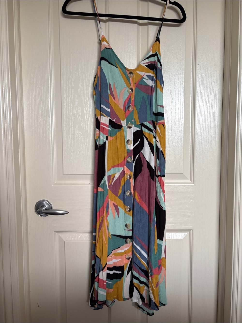 Rip Curl Multicolor Button-Front Midi Dress with Tropical Print